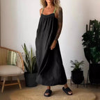 Popular Summer Casual Cotton Linen Suspender Dress