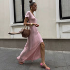 Women's Striped Knit Midi Dress