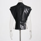 Crocodile Pattern Leather Blazer Vest