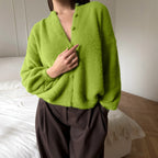 Idle round Neck Mink like Cardigan Women Loose Soft Knitted