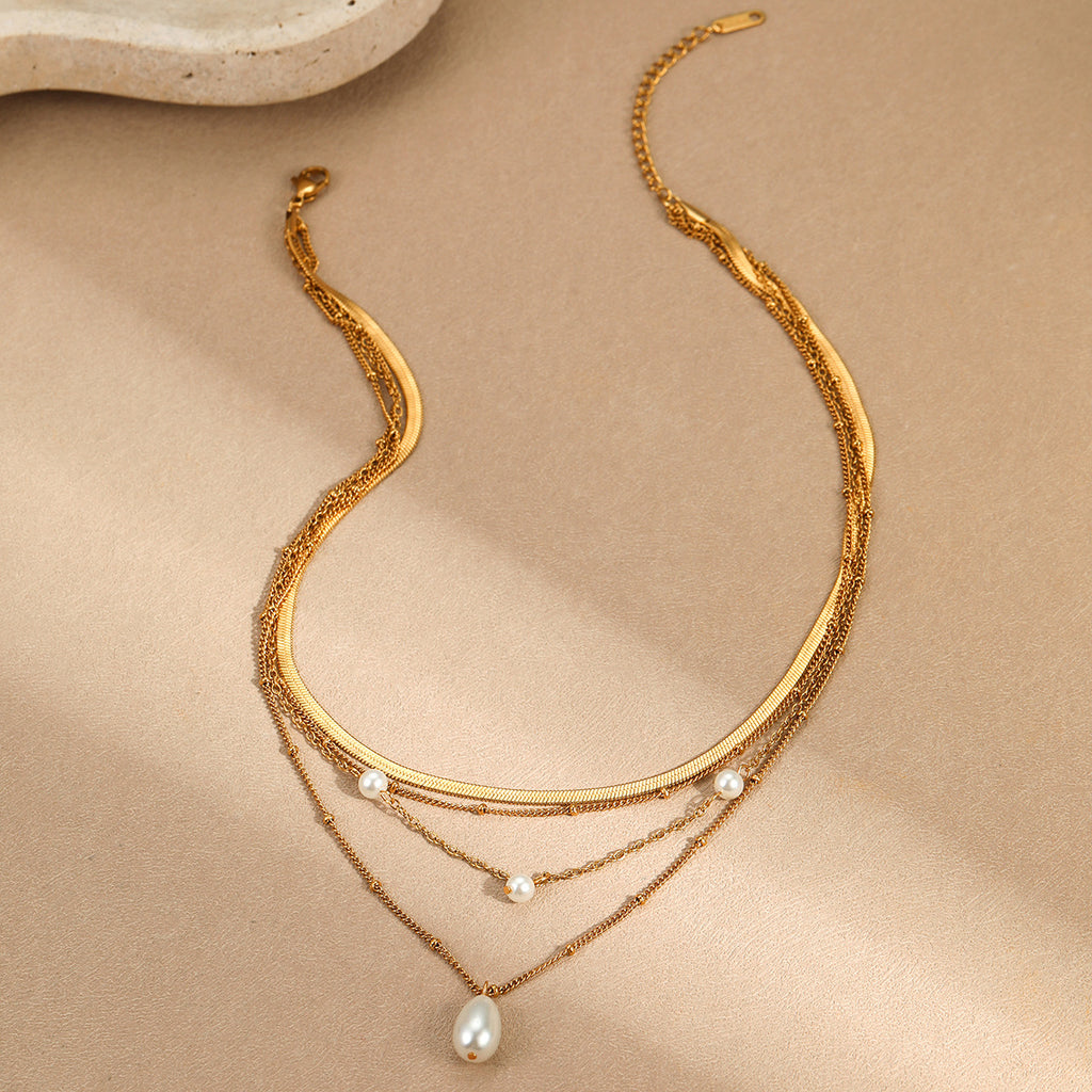 Water Drop Pearl Tassel Necklace