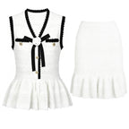 White Top Two-Piece Overskirt Suit
