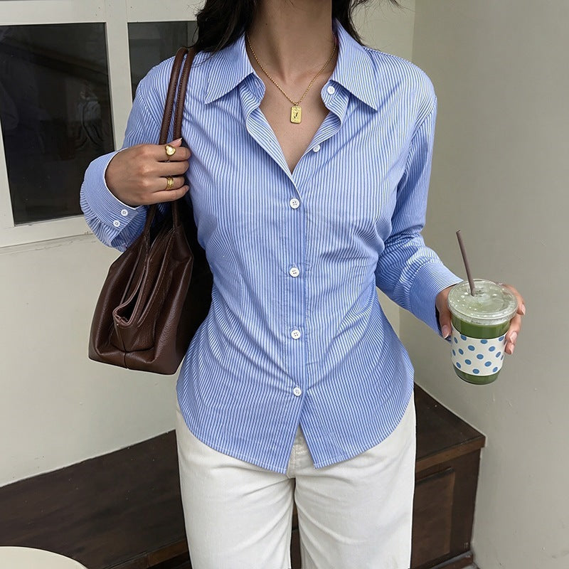 Women's Striped Lace-Up Back Shirt