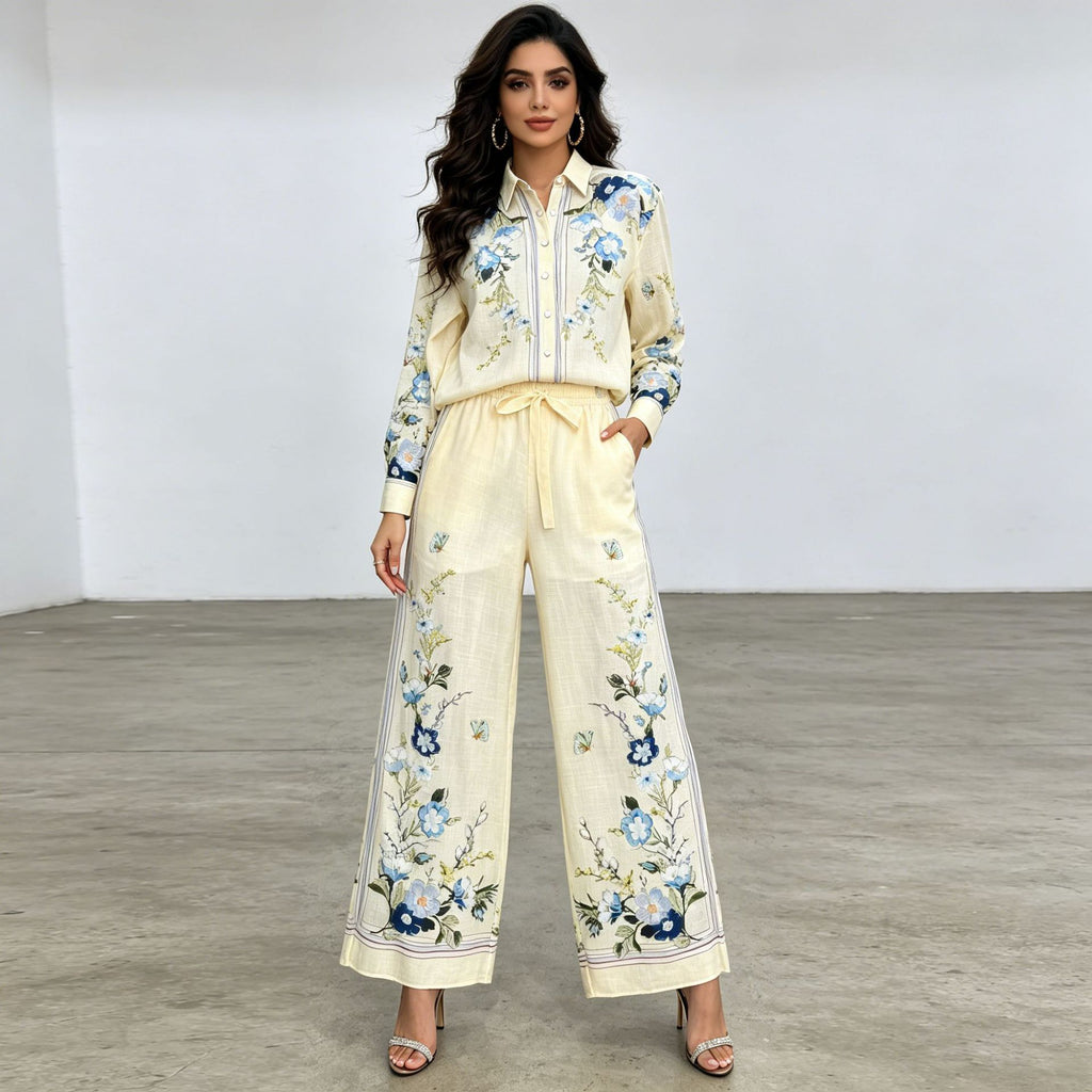 Women's Wide-Leg Top and Pants Two-Piece Set