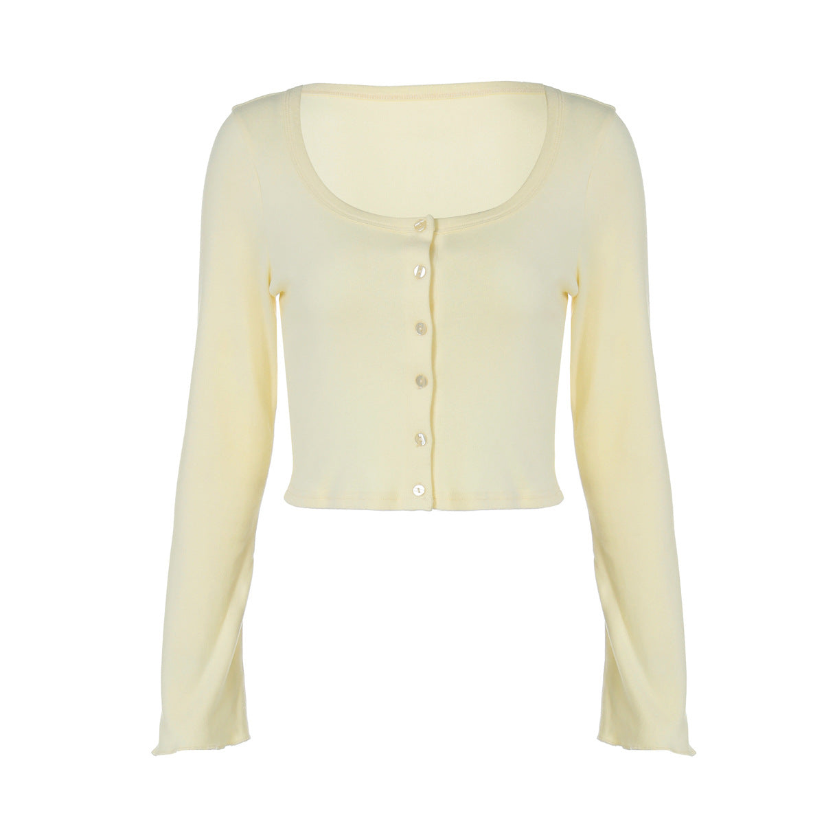 Summer Casual Wild Short Cardigan Button Long Sleeve Top