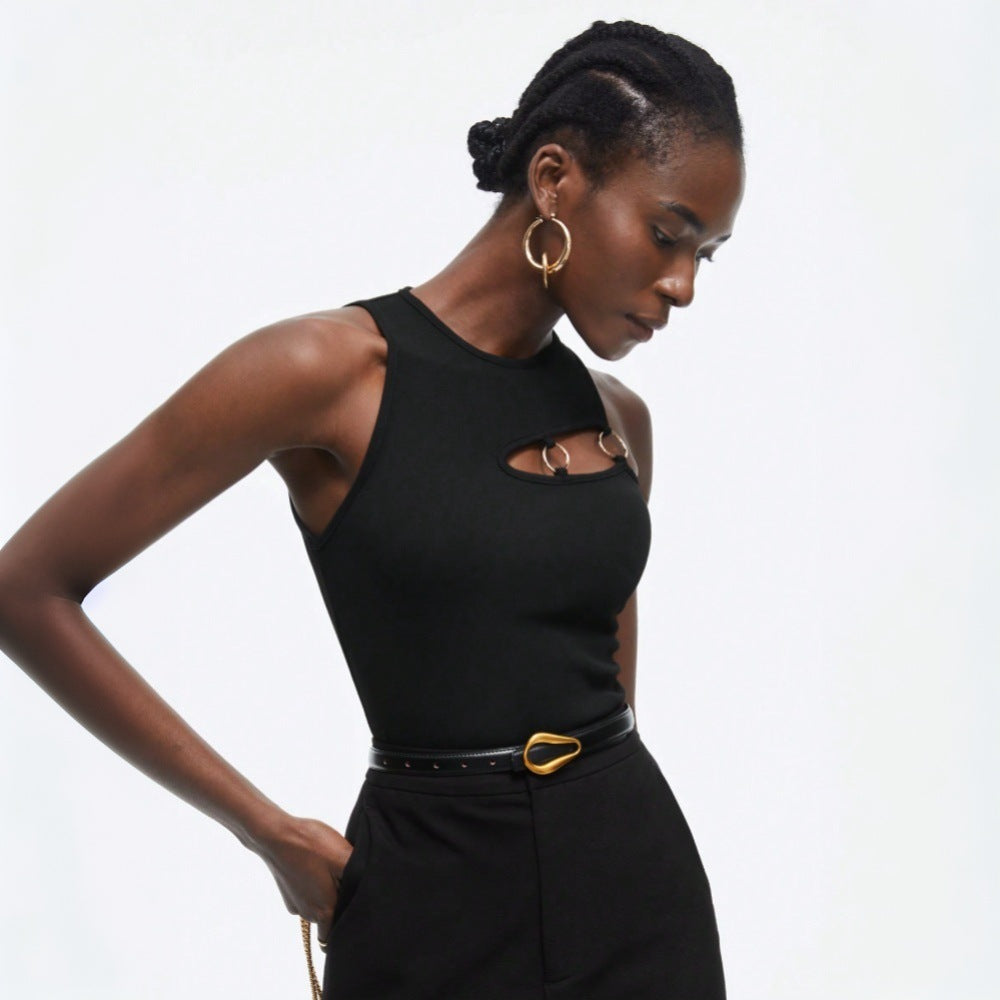 Women's Asymmetric Slim-Fit Cropped T-Shirt