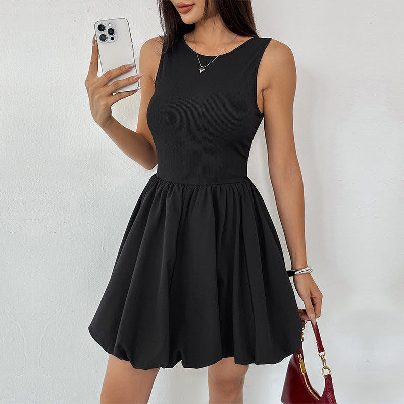 Women's Sweet Bud All Matching Sleeveless Slim Solid Dress