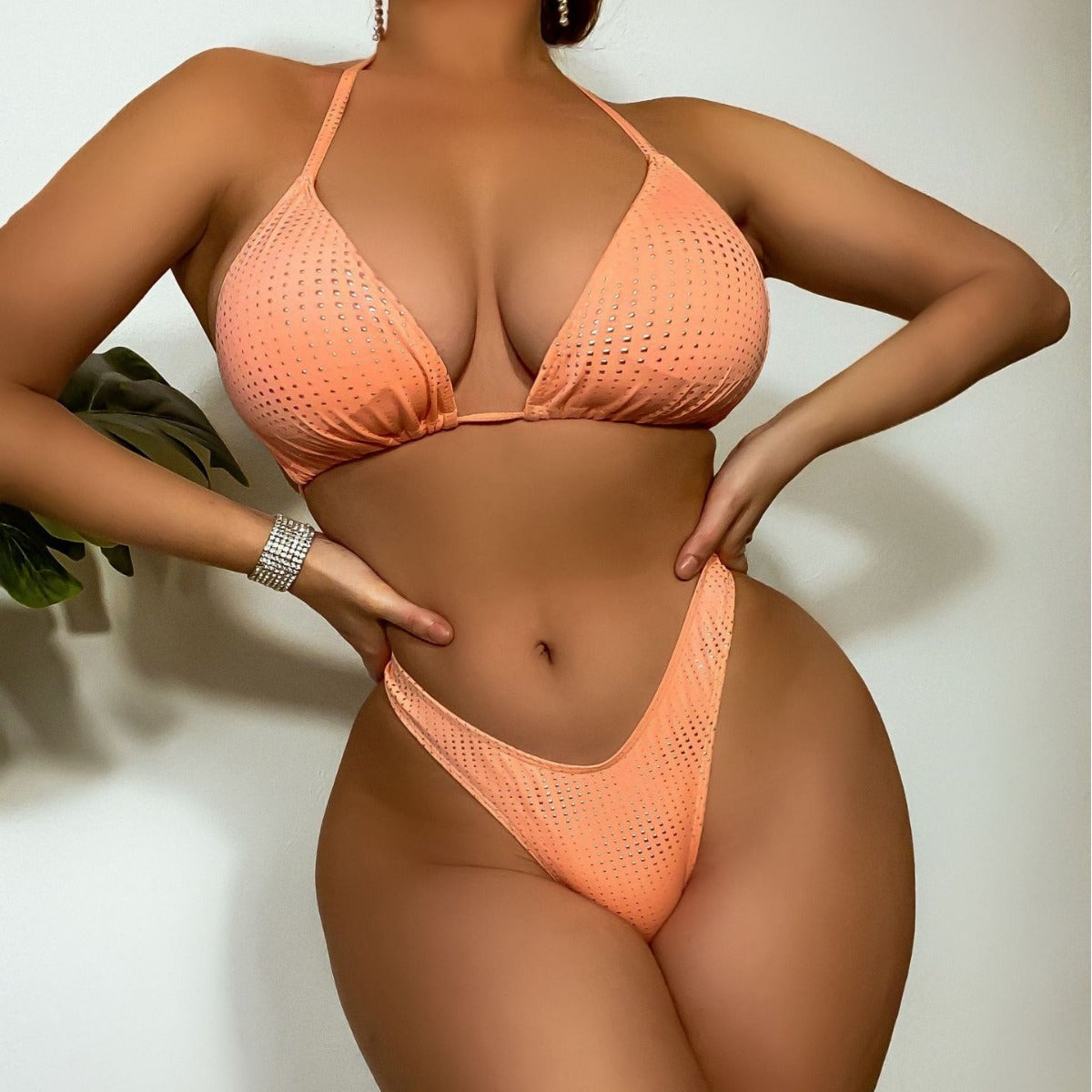 Halter Geometric Bikini Swimwear