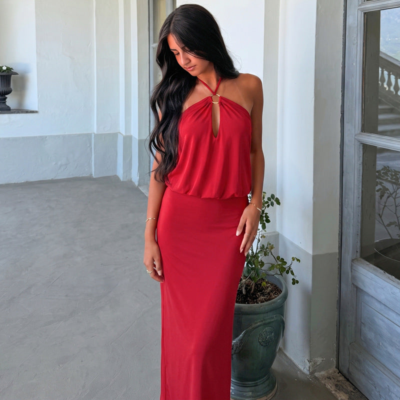 Halter-Neck Backless Sheath Dress