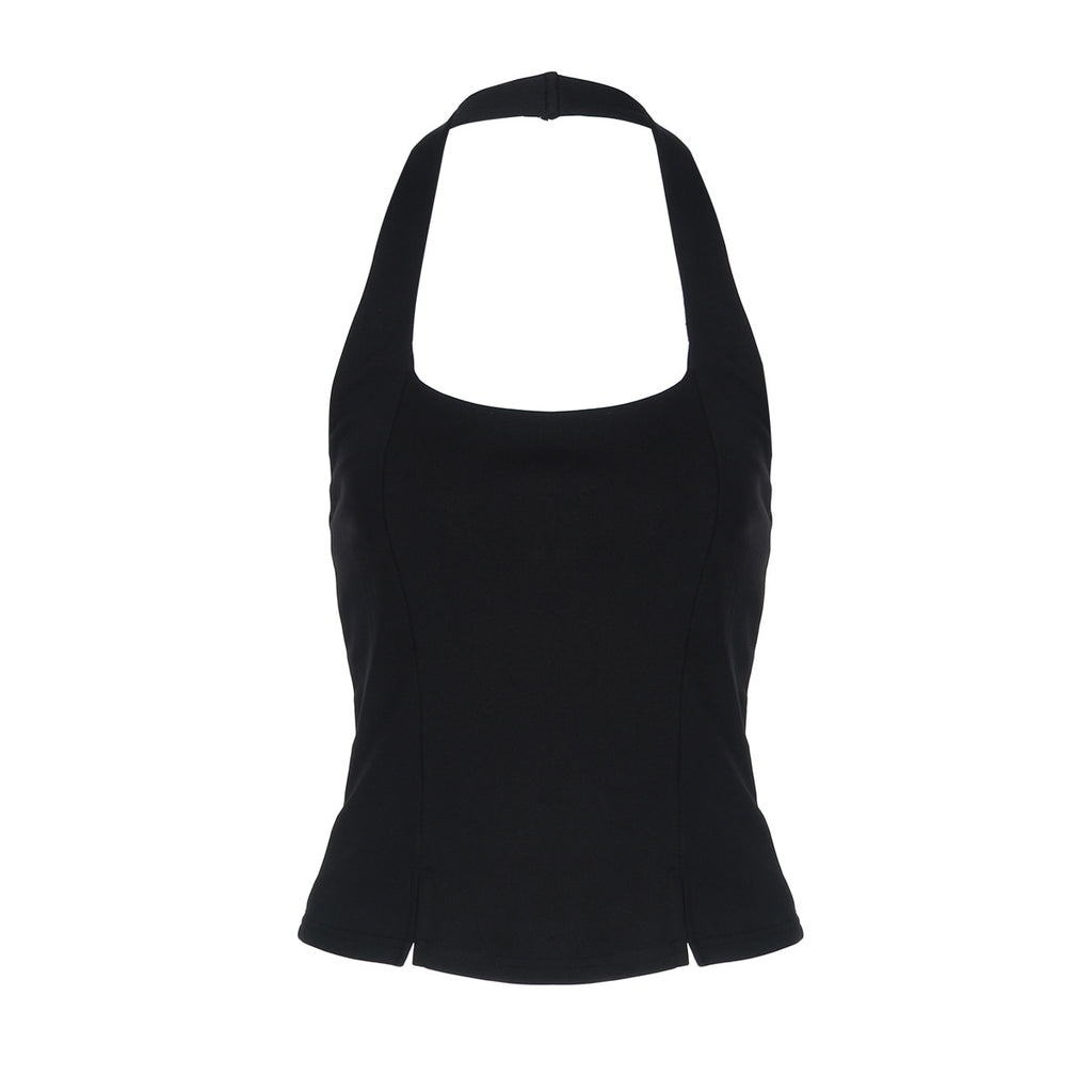 Women's Winter Sexy Backless Cross Halter Tube Top Sexy Short Slim Fitting Suspenders Vest