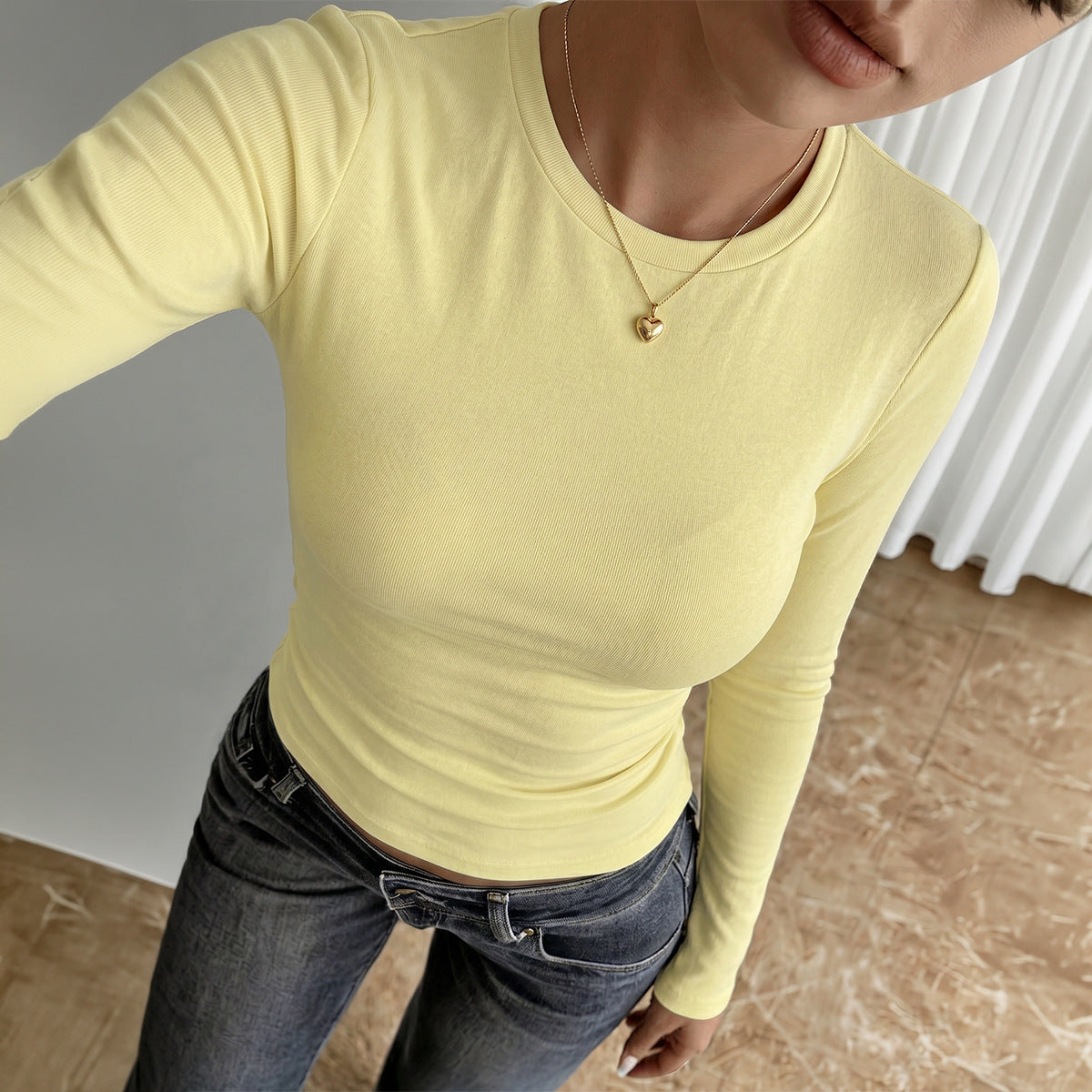 Women's Solid Long Sleeve Crew Neck Top