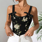 Retro Floral Strap Camisole Top