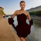French Sexy Socialite Autumn Retro Tube Top Stitching Floral Dress High Sense Women