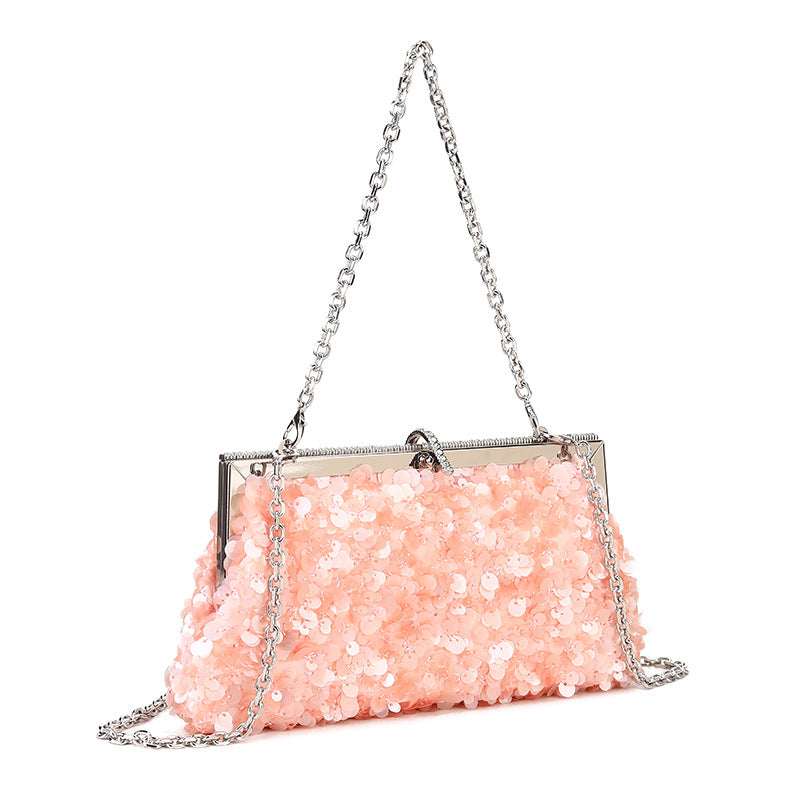Women's Sequin Hard-Frame Chain Clutch