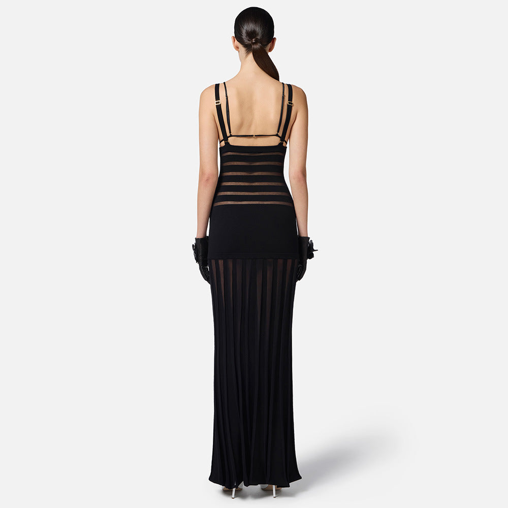Women's Deep V Plunge Neck Backless Nightclub Party Vest Length Dress Cutout Two Piece