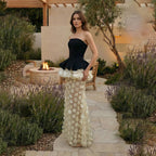 Women's Strapless Ruffled Fishtail Maxi Dress