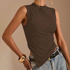 Asymmetric Hem Sleeveless Knit Vest Top