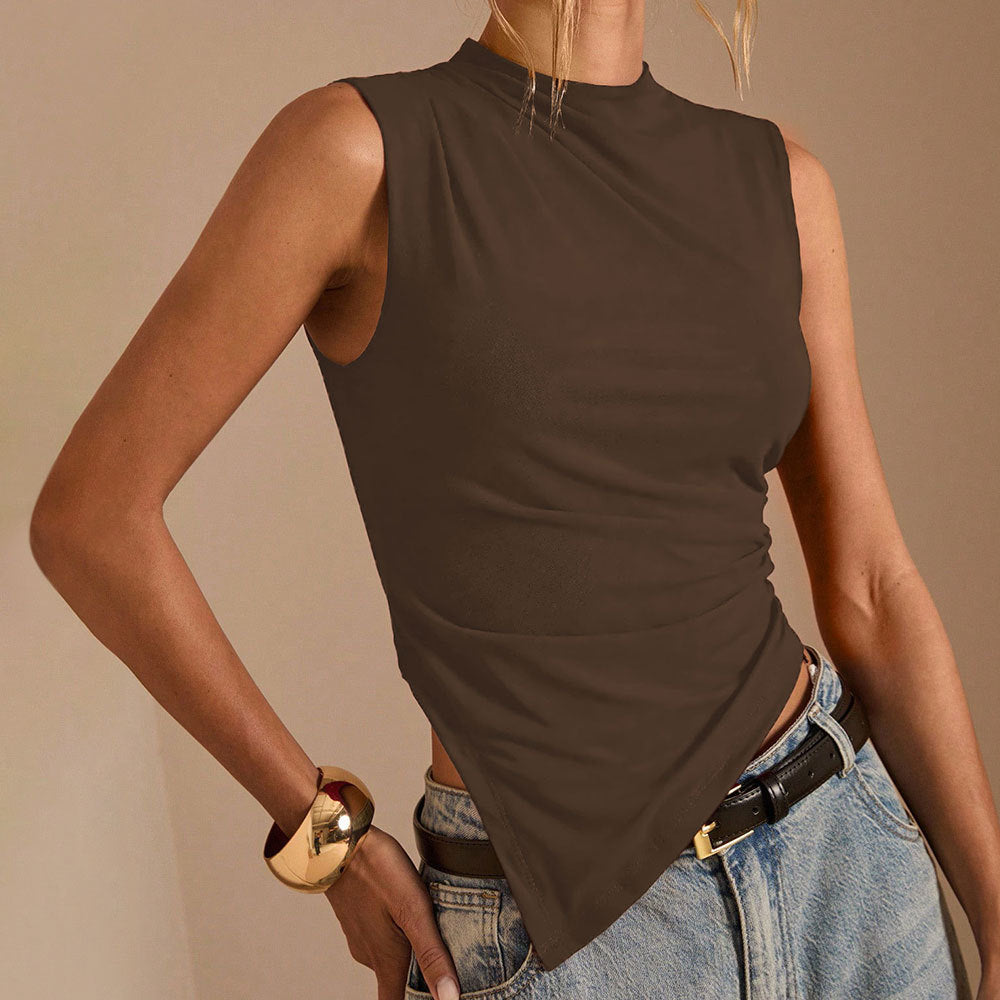 Asymmetric Hem Sleeveless Knit Vest Top