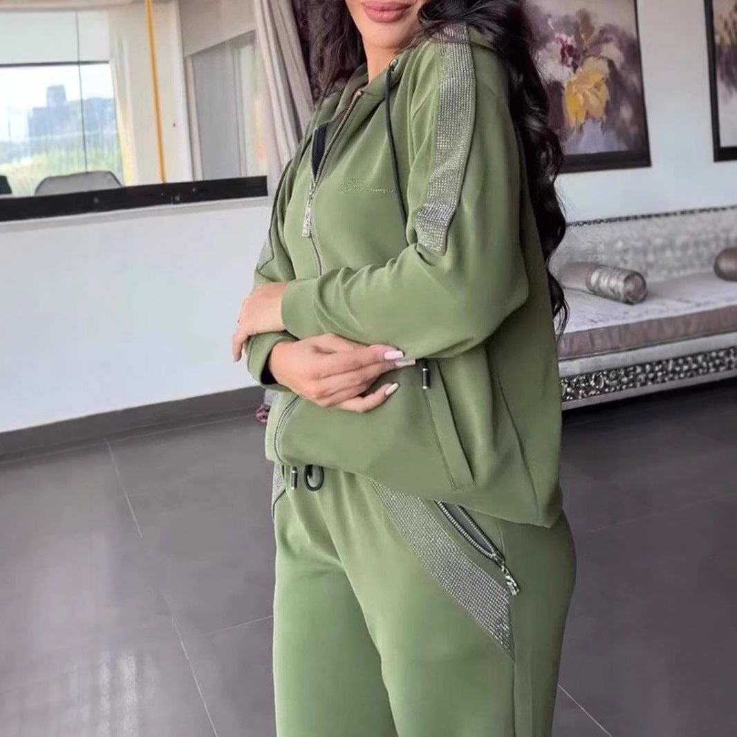Women's Autumn Winter Casual Long Sleeve Pants Sweater Trousers Two