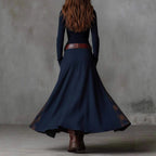 Women's Plaid Suede Patchwork Belted Dress