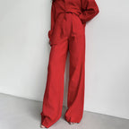 Linen Embellished Work Pant Spring Summer High Waist Pleated Slimming Wide Leg Office Casual Trousers