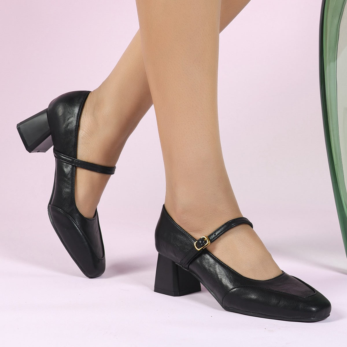 Women's 's Low Cut Square Toe Mid Heel