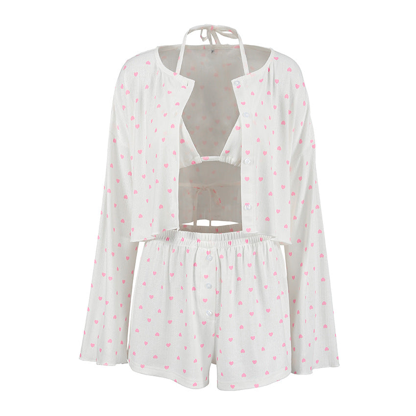 White Knitted Pajamas Lingerie