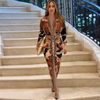 Wear Short Sleeve V-Neck Slim Print Dress