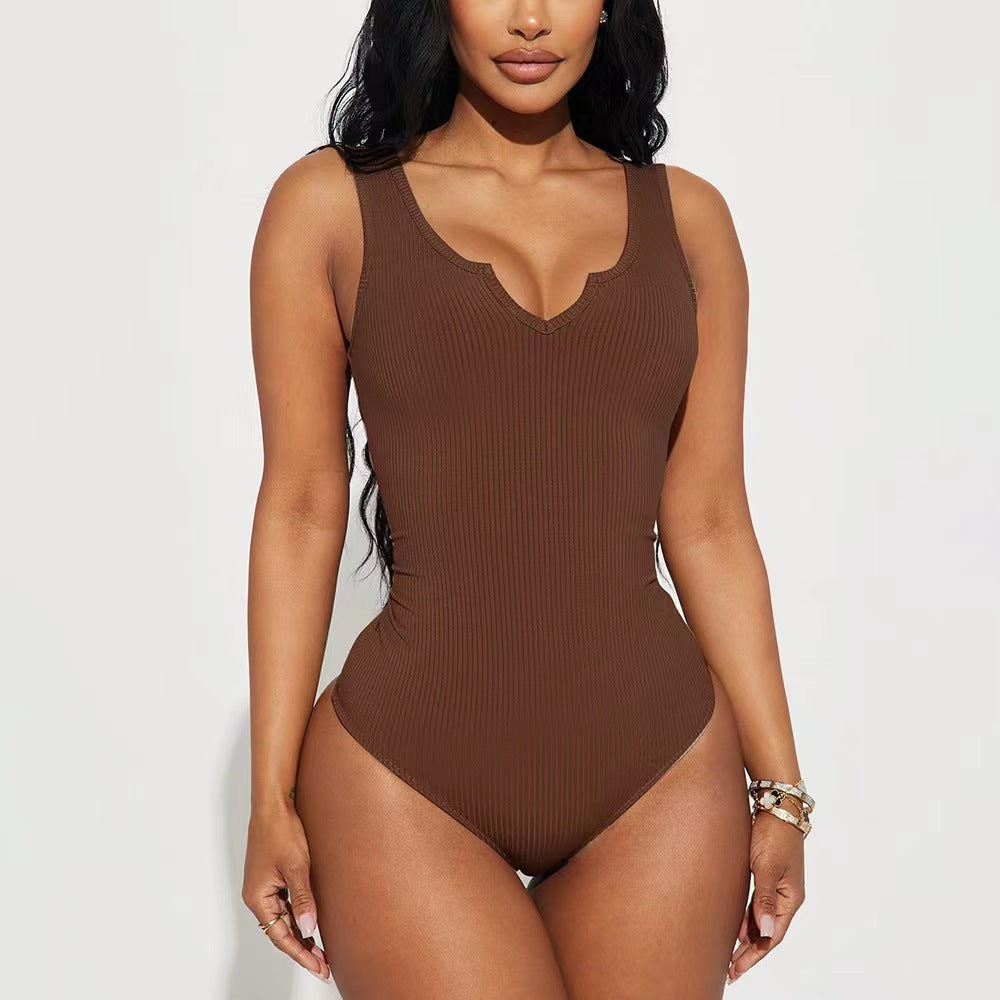 Slim V Neck Vest Bodysuit