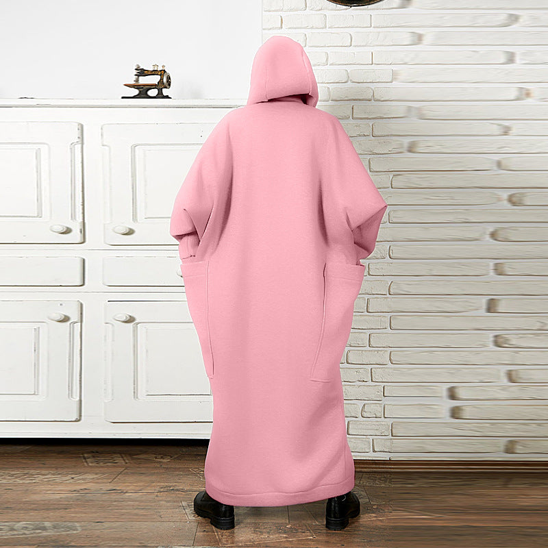 Plus Size Hooded Sweater Dress with Pockets