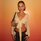 Women's Lace-Up V-Neck Cropped Top
