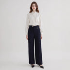 Women Trousers Elegant Office All Matching Irregular Waistline Design Micro Elastic Straight Work Pant