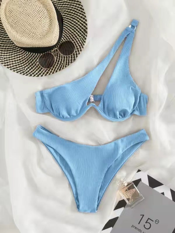 Seperated Solid Bikini Swimwear