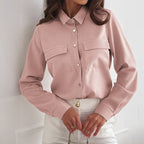 Women's Clothing Autumn Casual Simple Advanced Button Long Sleeved Shirt