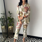 Women's Shirt Cropped Pants Floral Printed Two Piece Sets