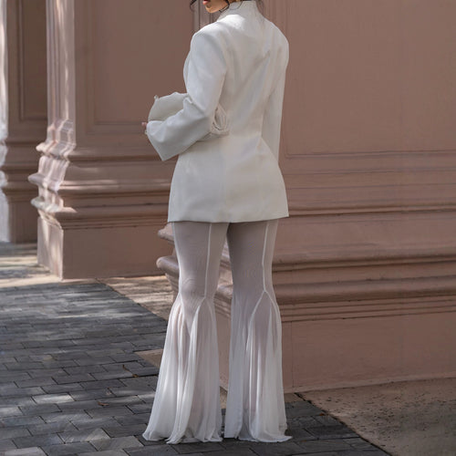 Women's Clothing Office Solid Color Blazer Yarn Pants Two Piece Sets