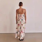 Women's Long Spaghetti Strap Floral Print Maxi Dress