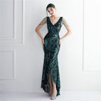 Women's Large Swing Dress Beaded Elegant Long Fishtail Sequin