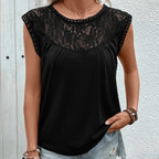 Sleeveless Lace Round Neck Top