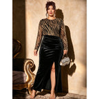 Women's Plus Size Velvet Evening Dress