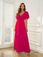 Women's Waist String Layered Split Dress