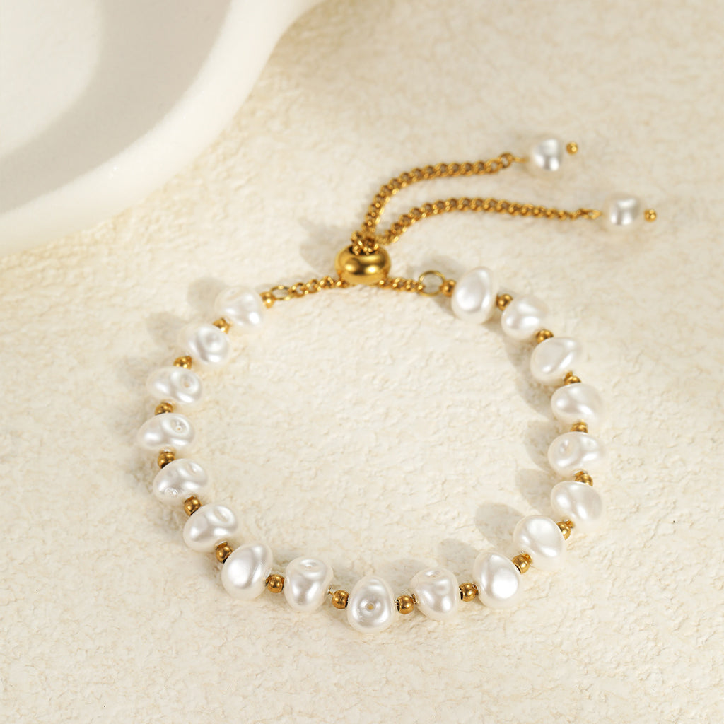 Elegant Baroque Shaped Imitation Pearl Bracelet Earrings