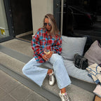 Retro Plaid Collared Top