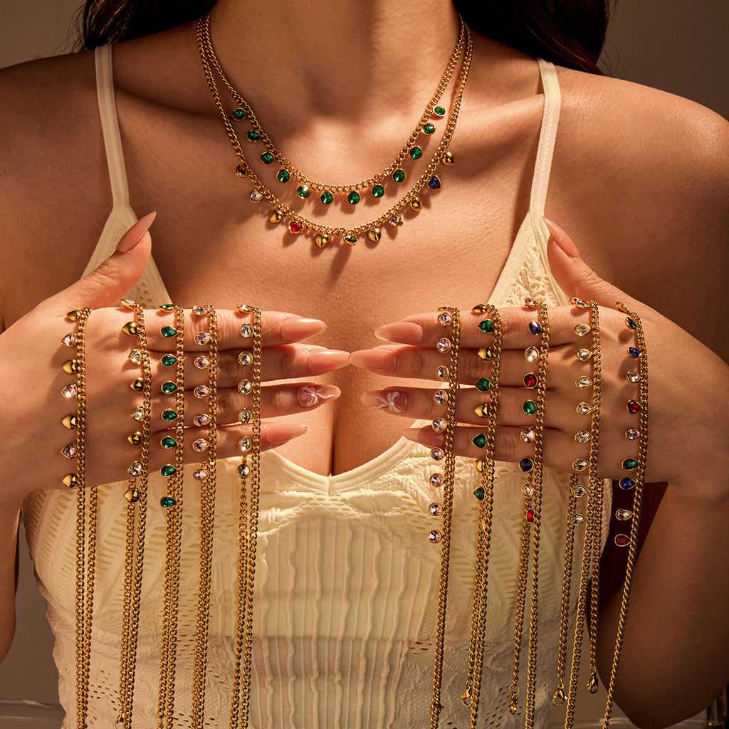 Color Zircon Tassel Necklace