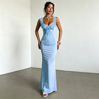 Women's Lace Up Ruffle Dress