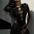 Autumn Hollow Out Slim Fit Jumpsuit