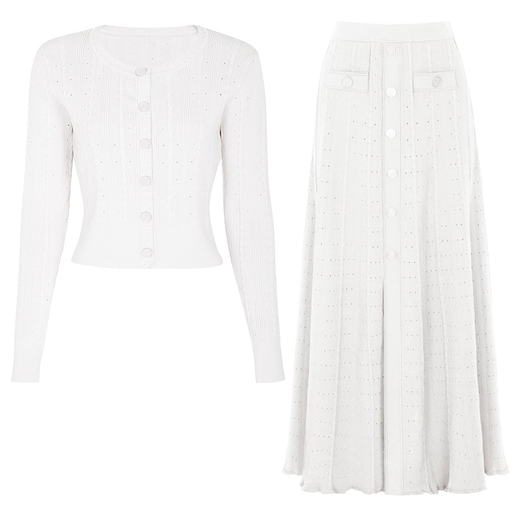 White Top Two-Piece Overskirt Suit