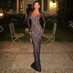 Women's Sexy Lace Slim V Neck Tube Top Dress Cardigan Long Sleeve Set