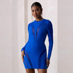 Mesh Long-Sleeve Bodycon Dress