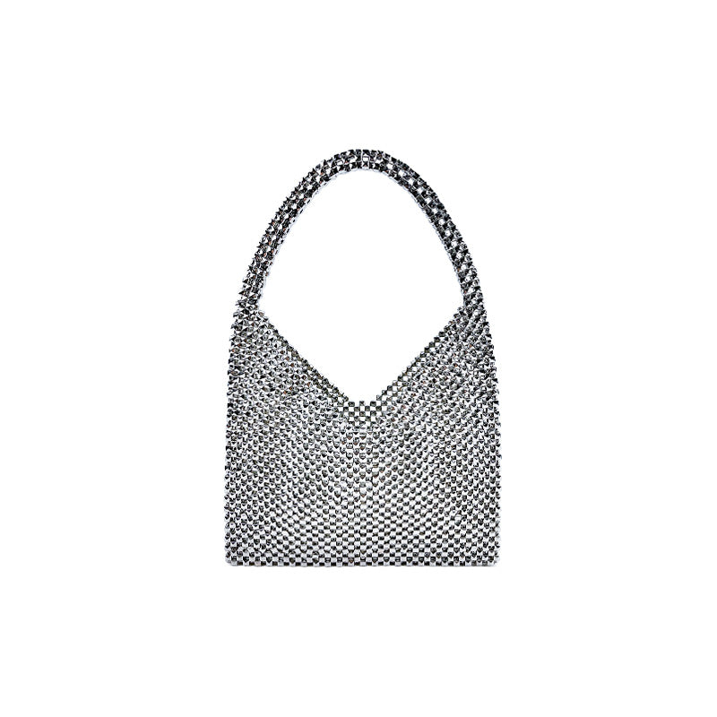 Women's Silver Beaded Shoulder Bag
